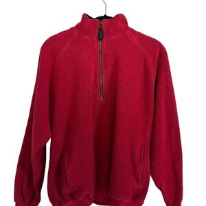 Vtg Straight Down Men's Red Half-Zip Pullover Red Terry Golf Sz S